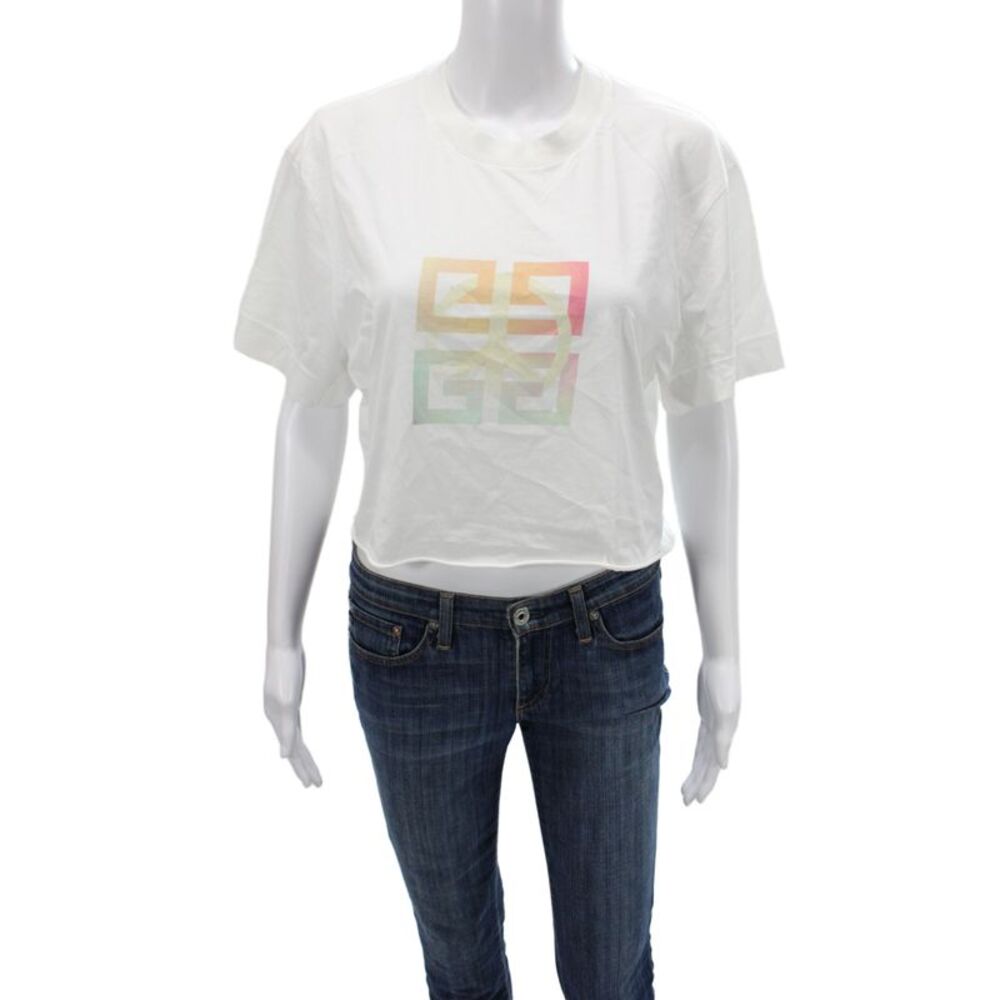 Givenchy Womens Cropped Peace Cotton Crew Short Sleeve T-Shirt Size XS